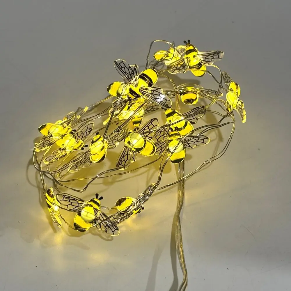 Mainstays Honey Bee Lot of 12 Yellow String Light Battery Operated